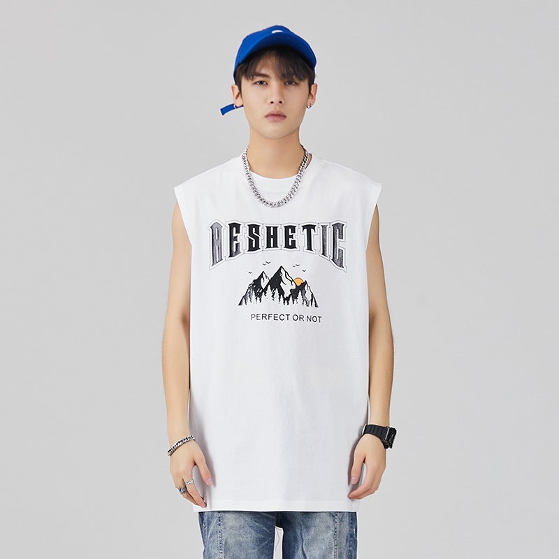 3218 | Large size men''s vest men''s ins Tide brand large size loose fat casual sports all-match sleeveless T-shirt - Image 3