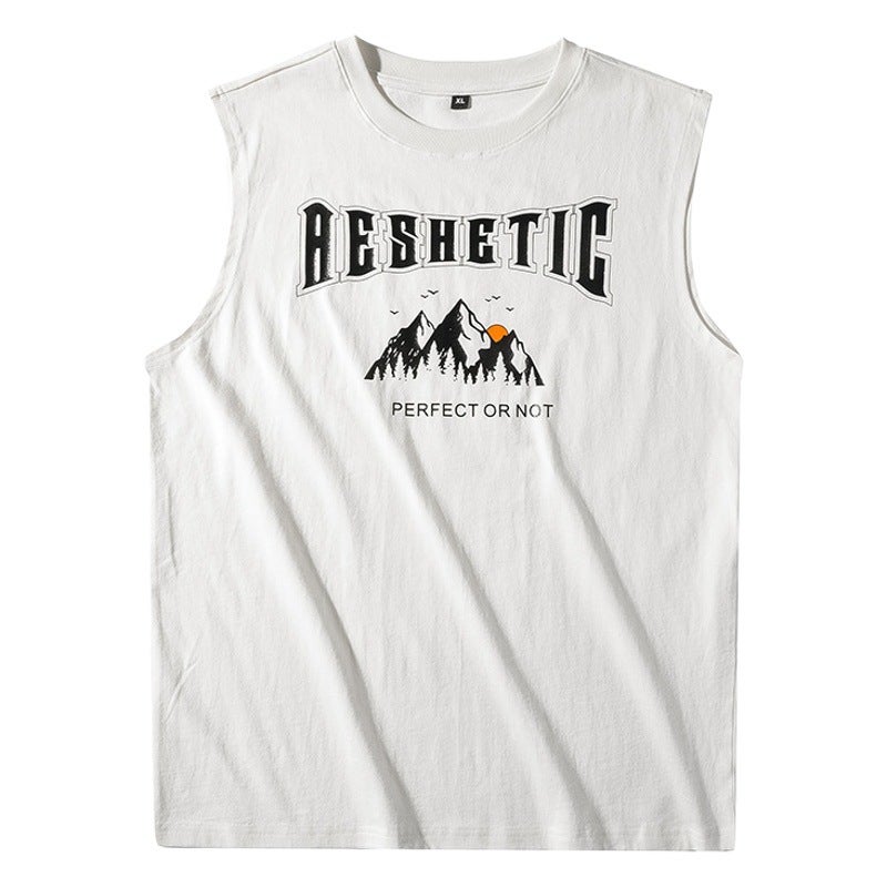 3218 | Large size men''s vest men''s ins Tide brand large size loose fat casual sports all-match sleeveless T-shirt - Image 2