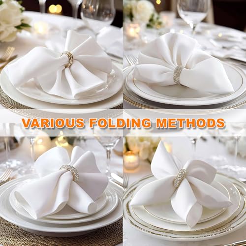Cieltown White Cloth Napkins 1-Dozen, Solid Washable Fabric Napkins Set of 12, Perfect for Weddings, Parties, Holiday Dinner (17 x 17-Inch, White) - Image 4