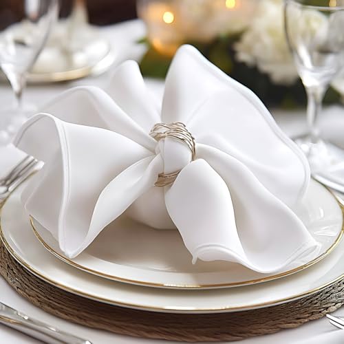 Cieltown White Cloth Napkins 1-Dozen, Solid Washable Fabric Napkins Set of 12, Perfect for Weddings, Parties, Holiday Dinner (17 x 17-Inch, White) - Image 1
