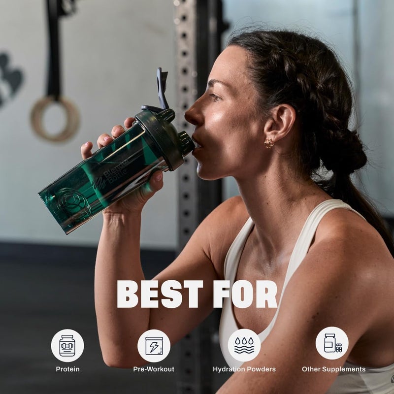 BlenderBottle زجاجة خلط بلندر بوتل برو سيريز مثالية لمخفوقات البروتين وما قبل التمرين، سعة 24 أونصة، أخضر - Image 5