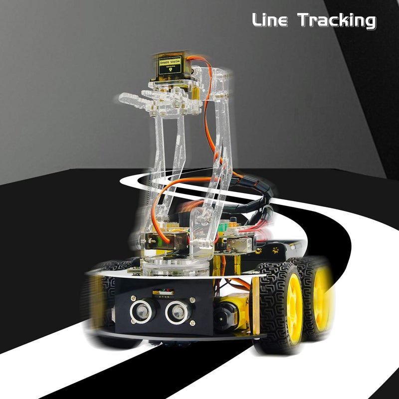 Keyestudio 4WD Bluetooth Smart Car Robot Arm Building Starter Kit for Arduino ，for Uno R3 Programmable Robotics Coding Kit DIY Set for Student Adults 15+ - Image 2
