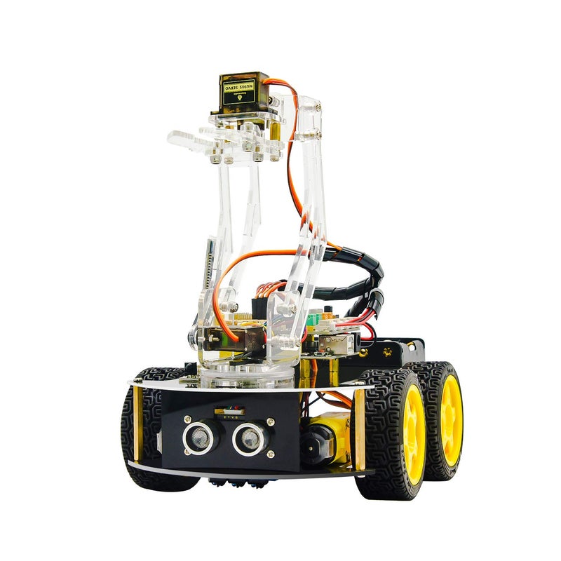 Keyestudio 4WD Bluetooth Smart Car Robot Arm Building Starter Kit for Arduino ，for Uno R3 Programmable Robotics Coding Kit DIY Set for Student Adults 15+ - Image 1