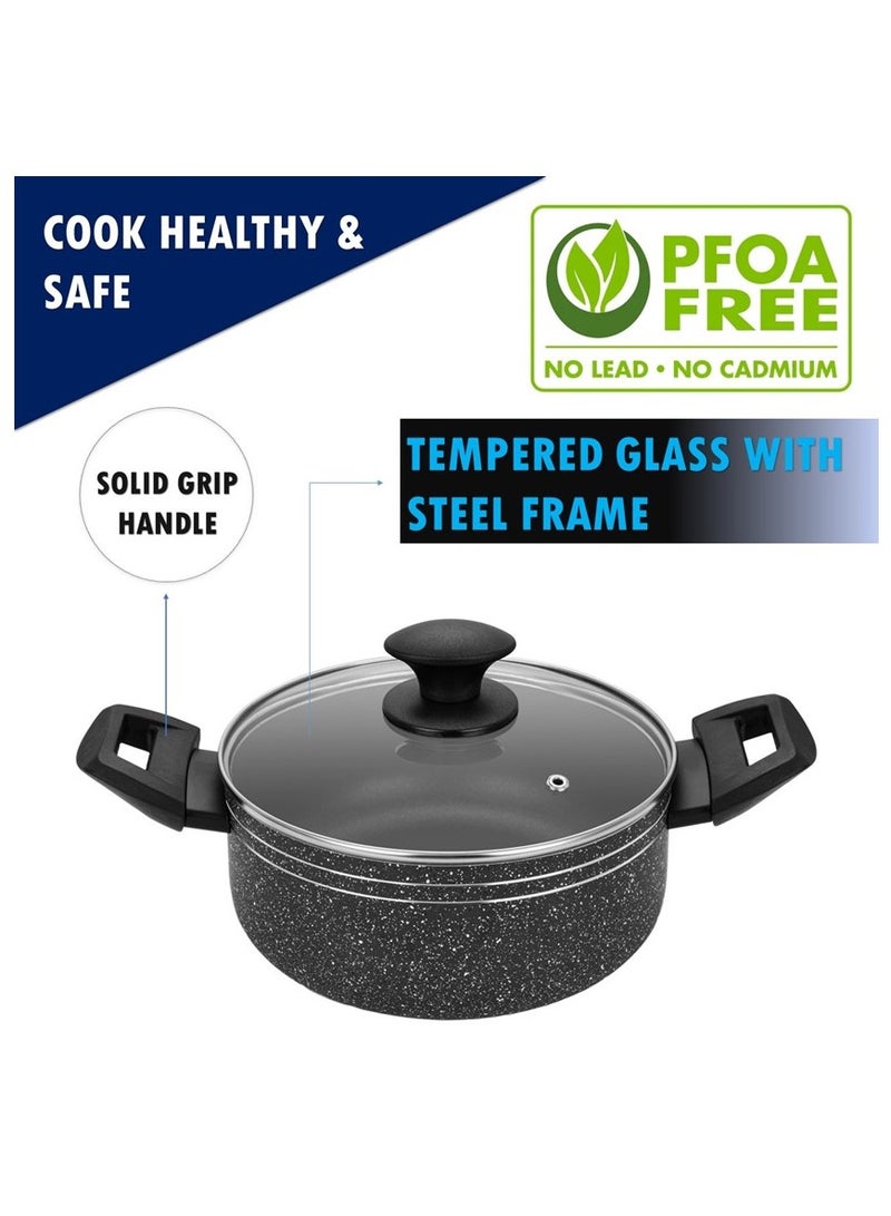 Auroware 18 Piece Non Stick Cookware Frying Pan Casserole Sauce Pan Wok Pan with Tempered Glass lid Kitchens Utensils Three Layer Coating PFOA Free - Image 4