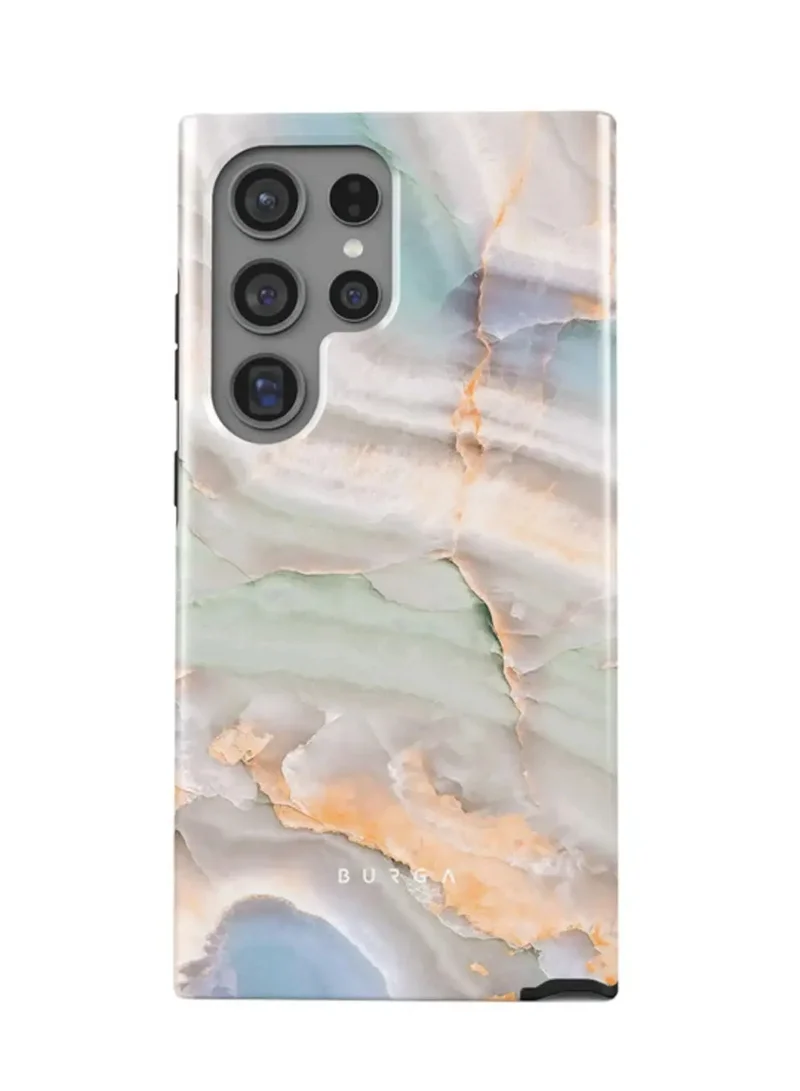 BURGA BURGA Phone Case Compatible with Samsung Galaxy S24 Ultra Mobile Phone Case Hybrid 2 Layer Hard Shell Silicone Protective Case - Pastel Hues Colorful Marble - Scratch Resistant Shockproof Cover