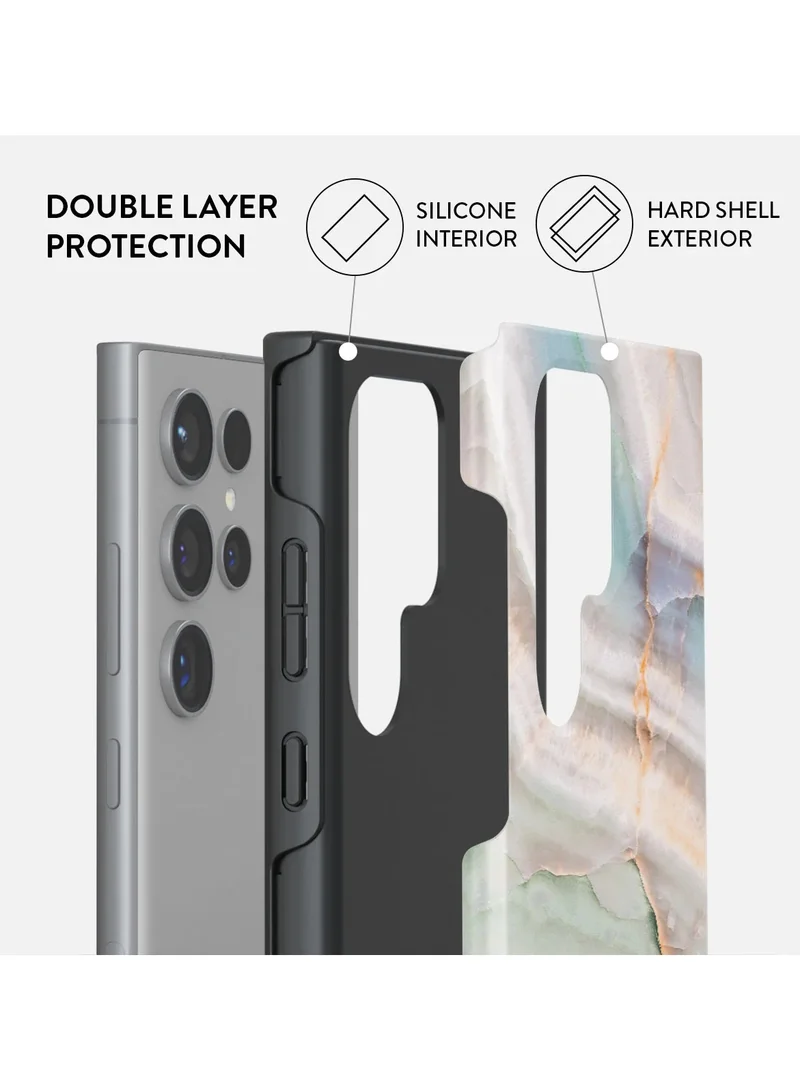 BURGA BURGA Phone Case Compatible with Samsung Galaxy S24 Ultra Mobile Phone Case Hybrid 2 Layer Hard Shell Silicone Protective Case - Pastel Hues Colorful Marble - Scratch Resistant Shockproof Cover