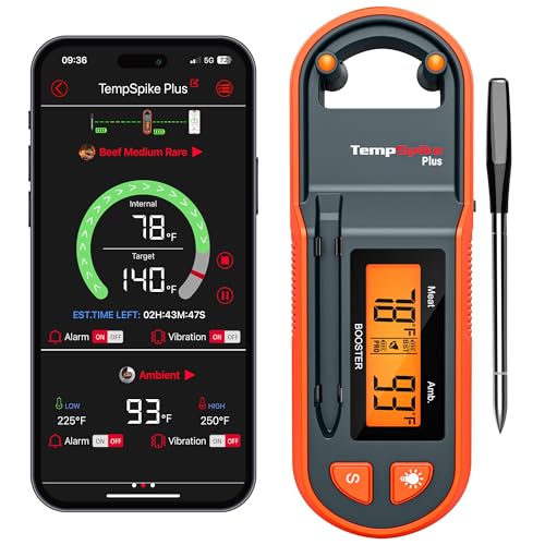 Thermopro TempSpike 600 ft Wireless Meat Thermometer Digital with Ultra-Thinner Probe, Bluetooth Meat Thermometer Wireless with LCD-Enhanced Booster for BBQ Grill Smoker Rotisserie Sous Vide - Image 1