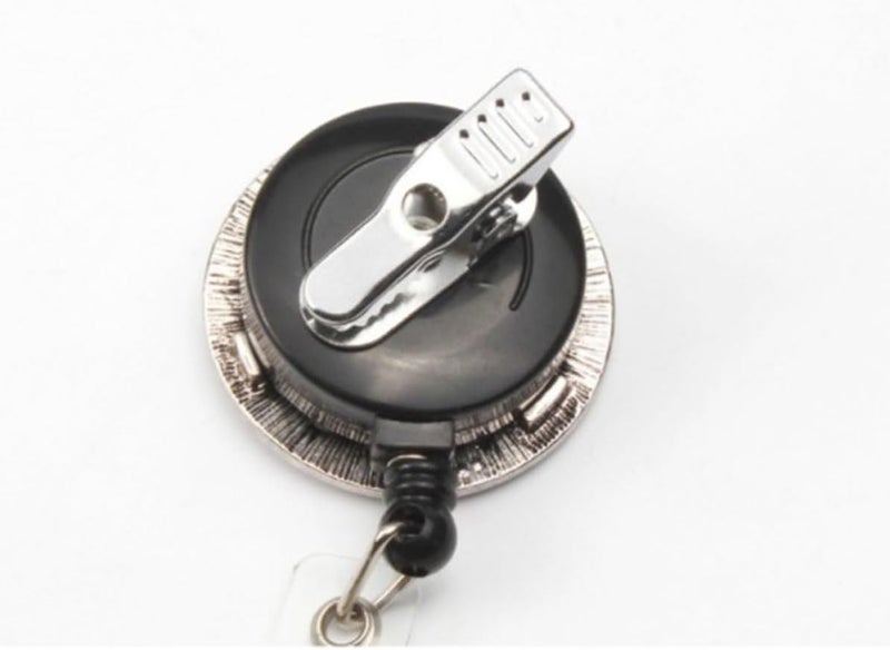 Retro Wing Shaped Round Rhinestone Id Badge Clip with Telescopic Easy Pull Buckle, Alloy and Plastic Material, Convenient for Scanning, for Office and Business Exhibition Use - Image 2