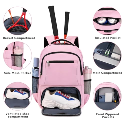 ACESAK Tennis Backpack Tennis Bag for Women Men - Tennis Bag Holds 2 Rackets, Badminton Squash, Pickleball Paddles Balls - Image 4