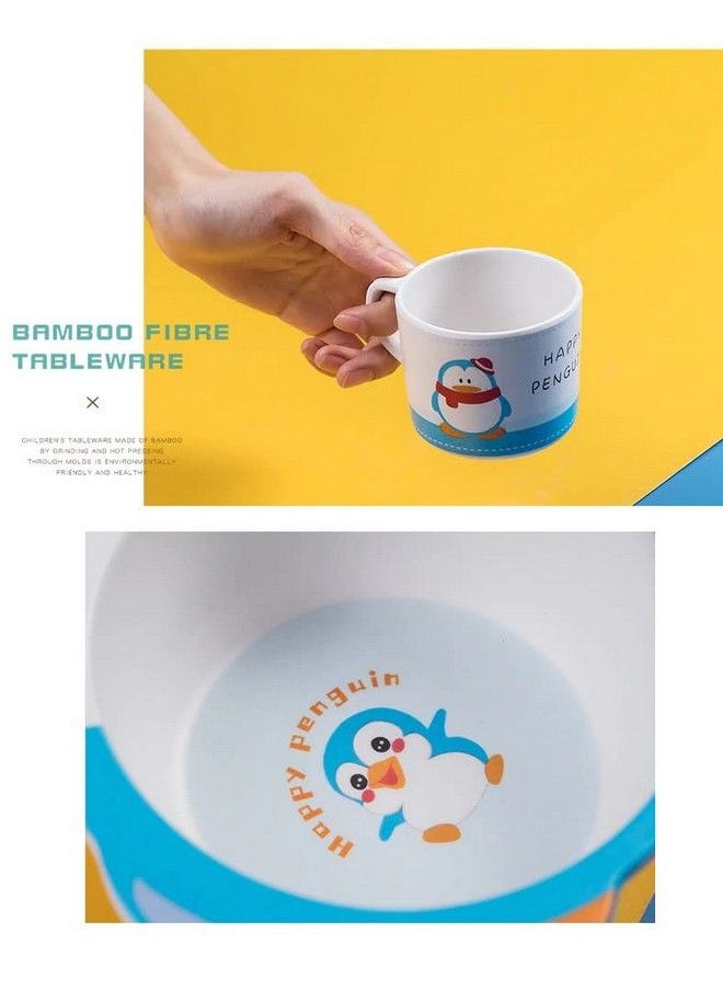 HS Enterprise Penguin Shape Bamboo Baby Tableware Set Eco Friendly Bamboo Fiber Dinner Set For Weaning Toddlers Kids Set Of Plate Bowl Cup Fork And Spoon Baby Feeding Utensils For Kids (Penguin)  - Image 5