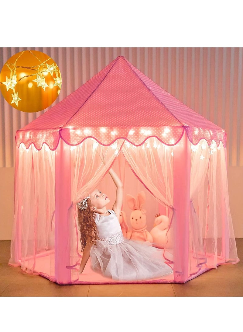 Hexagonal Princess Castle Indoor and Outdoor Play House Tent For Kids Pink - Image 2