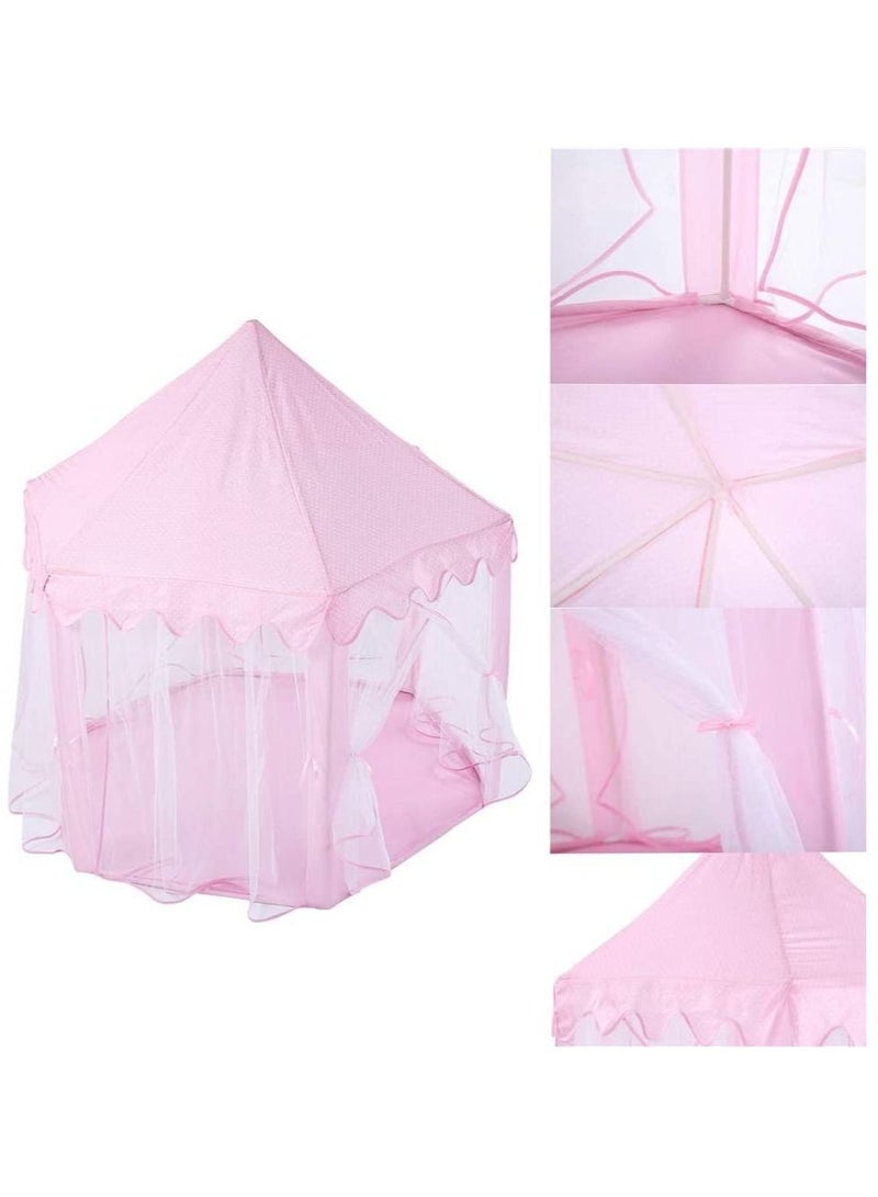 Hexagonal Princess Castle Indoor and Outdoor Play House Tent For Kids Pink - Image 3