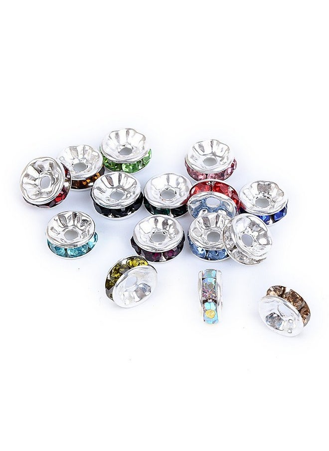Bingcute 100 Pcs Bright Silver Crystal Rondelle Spacer Bead Plated 8Mm Beads For Jewelery Making Assorted Colors Beads For Bracelets  - Image 3