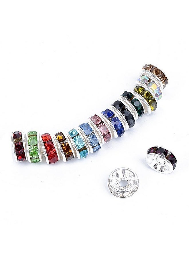 Bingcute 100 Pcs Bright Silver Crystal Rondelle Spacer Bead Plated 8Mm Beads For Jewelery Making Assorted Colors Beads For Bracelets  - Image 1