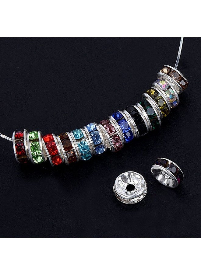Bingcute 100 Pcs Bright Silver Crystal Rondelle Spacer Bead Plated 8Mm Beads For Jewelery Making Assorted Colors Beads For Bracelets  - Image 4