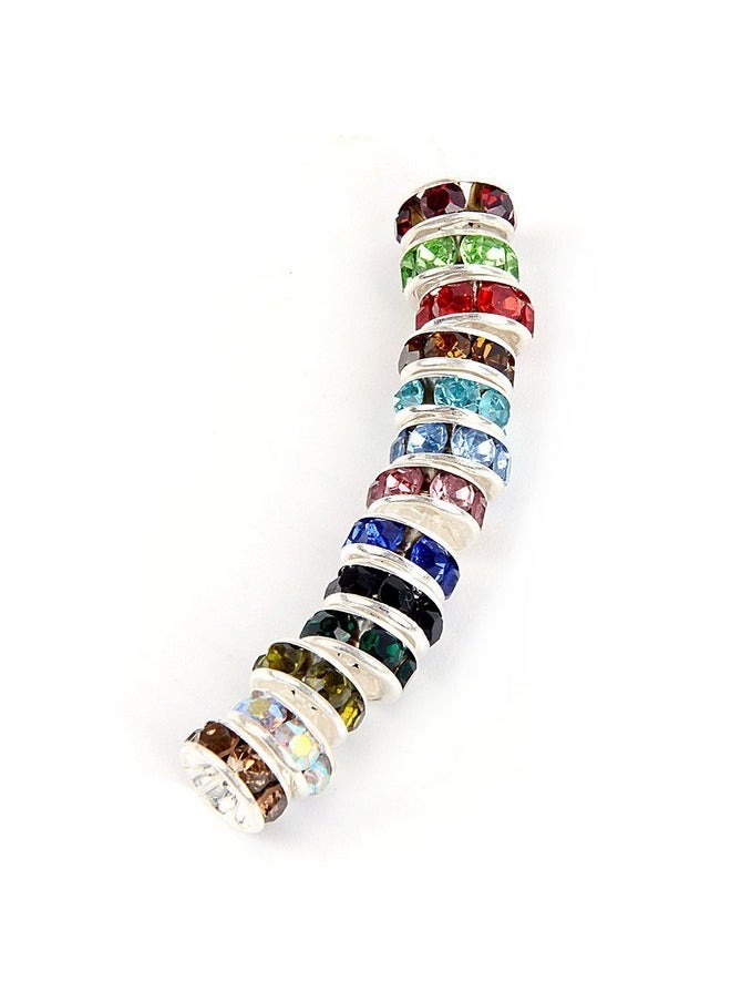 Bingcute 100 Pcs Bright Silver Crystal Rondelle Spacer Bead Plated 8Mm Beads For Jewelery Making Assorted Colors Beads For Bracelets  - Image 5