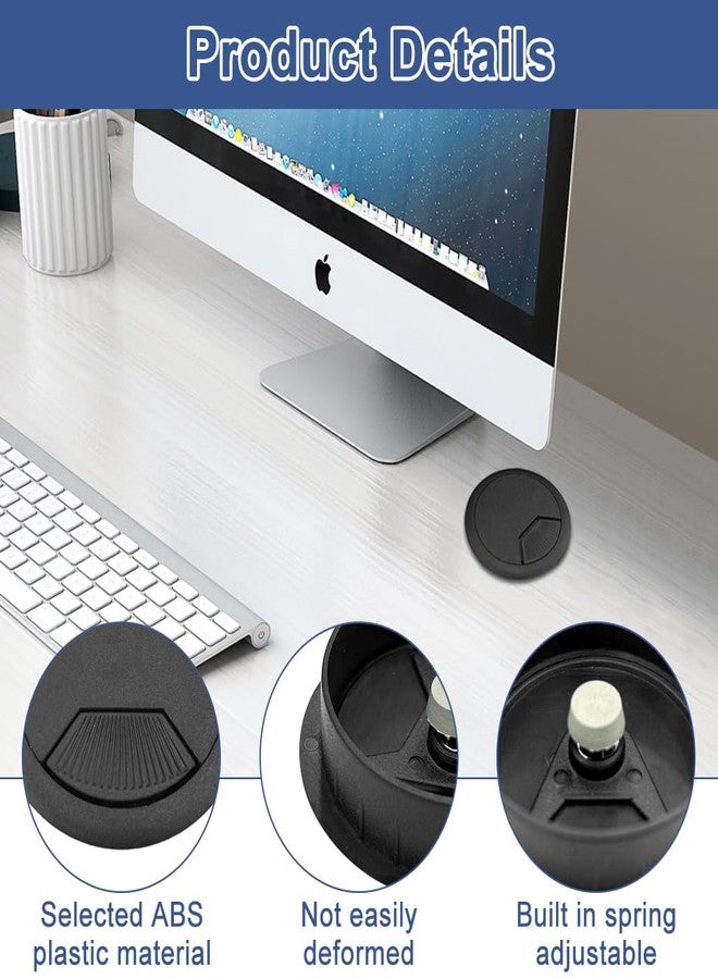 Serplex® 6Pcs Desk Grommets 2.36 inches Round Cable Grommets Desk Cable Hole Covers Multi Cable Organizers Office Decorative Desk Grommets for Power Cords(Black) - Image 3