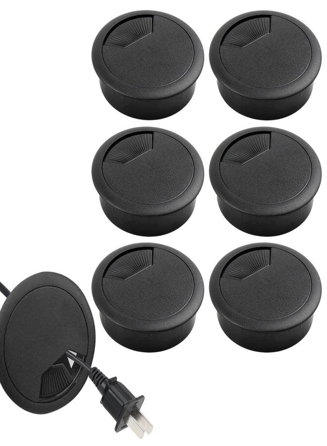 Serplex® 6Pcs Desk Grommets 2.36 inches Round Cable Grommets Desk Cable Hole Covers Multi Cable Organizers Office Decorative Desk Grommets for Power Cords(Black) - Image 1