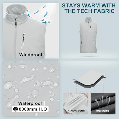33,000ft Men's Windproof Lightweight Golf Vest Outerwear with Pockets, Softshell Sleeveless Jacket for Running Hiking Sports - Image 4