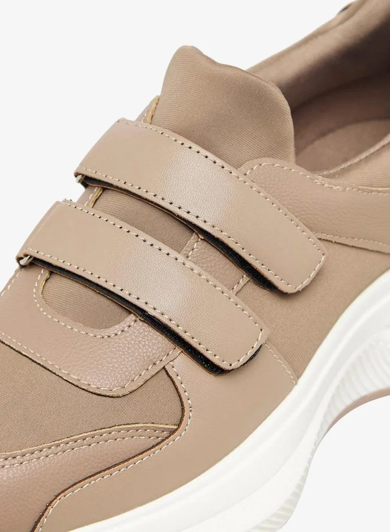 Flora Bella By Shoexpress TAUPE Flora Bella Women'S Sneakers With Hook And Loop Closure for Women | Best Price UAE