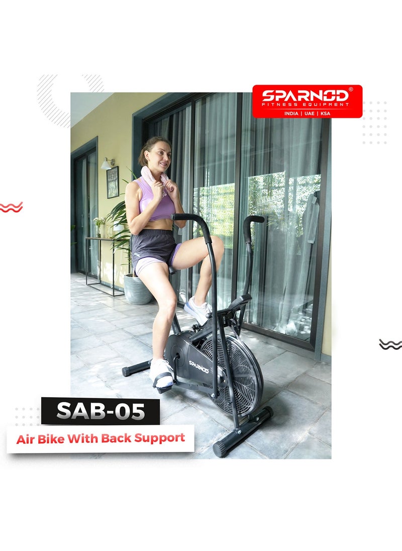 SPARNOD FITNESS SAB-05 Upright Air Bike Exercise Cycle for Home Gym - Dual Action for Full Body Workout - Adjustable Resistance, Height Adjustable seat with Back Rest (DIY Installation) - pzsku/ZDC496DB235E684D81068Z/45/_/1732343013/b9ce59a5-41b0-4eca-94d9-6586f3cbc7b0