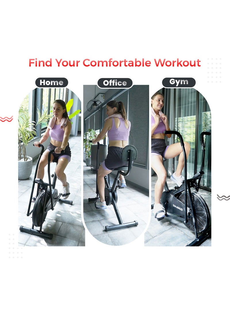 SPARNOD FITNESS SAB-05 Upright Air Bike Exercise Cycle for Home Gym - Dual Action for Full Body Workout - Adjustable Resistance, Height Adjustable seat with Back Rest (DIY Installation) - pzsku/ZDC496DB235E684D81068Z/45/_/1732343063/68c0cbf9-825e-4c6b-8770-e16a3852a632