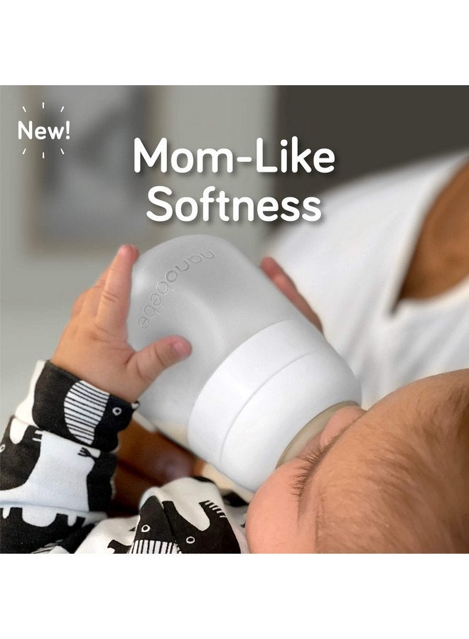 NANOBEBE Nanobébé Flexy Silicone Baby Bottle, Anti-Colic, Natural Feel, Non-Collapsing Nipple, Non-Tip Stable Base, Easy to Clean, 3-Pack, Gray, 9oz - Image 3