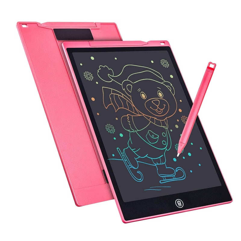 BIGJANE LCD Writing Tablet Drawing Board 12 Inch Colorful Girls Toys Christmas Birthday Gift for 3 4 5 6 7 Year Old Girls Erasable Drawing Tablet Doodle Board Toddler Learning Toys for Girls Age 3+ (Pink) - Image 1