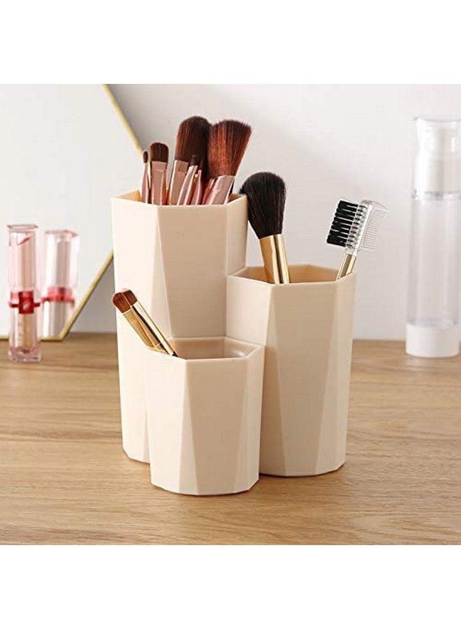 BRAHMANI VILLA Plastic Makeup Brush Holder Organizer 3 Slot Cosmetics Storage Brushes Cup Pencil Holder for Desk, Dresser, Counter top,Desktop Storage Box,Dressing Table Stand (Multi Color) - Image 1