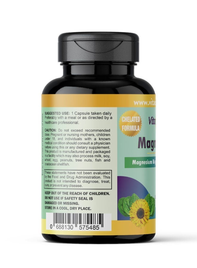 فيتا كير فيتاكير مجنيكالم 30 كبسولة نباتية مصنّع في الولايات المتحدة الأمريكية تركيبة عالية الجودة صُمّمت لدعم النوم الهادئ وتعزيز الاسترخاء الكامل للجسم. توفر 200 مجم من المغنيسيوم العنصري من Albion® Magnesium Bisglycinate Chelate والمدعّم بأكسيد المغنيسيوم داخل كبسولة نباتية سريعة الامتصاص لتحقيق أعلى توافر حيوي بدون أي اضطرابات معدية.  GMP • FDA • خالٍ من الكائنات المعدلة وراثيًا (Non-GMO) • حلال - Image 3