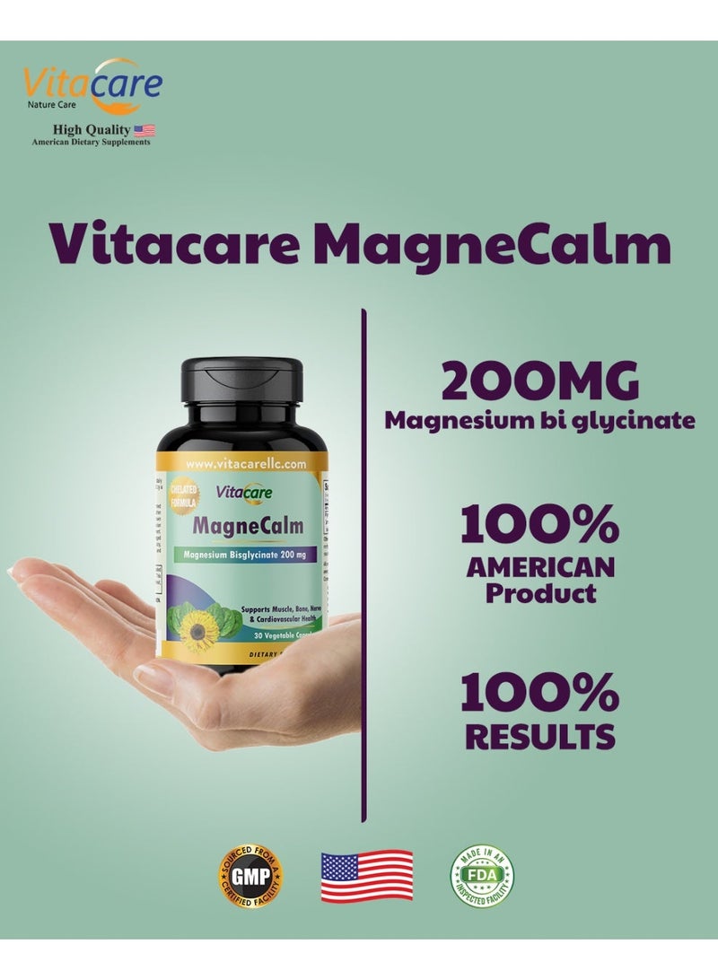 فيتا كير فيتاكير مجنيكالم 30 كبسولة نباتية مصنّع في الولايات المتحدة الأمريكية تركيبة عالية الجودة صُمّمت لدعم النوم الهادئ وتعزيز الاسترخاء الكامل للجسم. توفر 200 مجم من المغنيسيوم العنصري من Albion® Magnesium Bisglycinate Chelate والمدعّم بأكسيد المغنيسيوم داخل كبسولة نباتية سريعة الامتصاص لتحقيق أعلى توافر حيوي بدون أي اضطرابات معدية.  GMP • FDA • خالٍ من الكائنات المعدلة وراثيًا (Non-GMO) • حلال - Image 4
