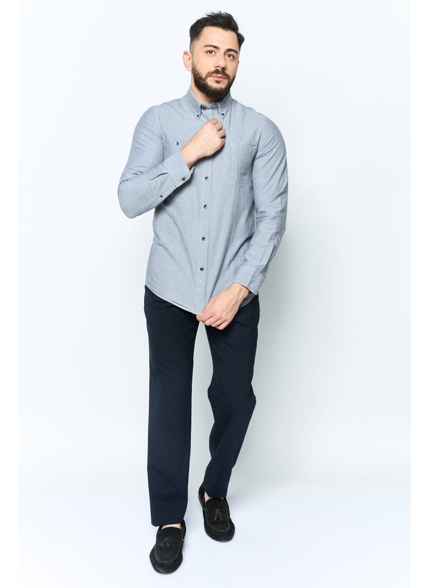 Men Custom Fit Long Sleeve Plain Casual Shirt, Grey - pzsku/ZDC49C304D84199822E65Z/45/_/1737728102/f0394c53-57c8-4c5d-84ff-13b54df68e57