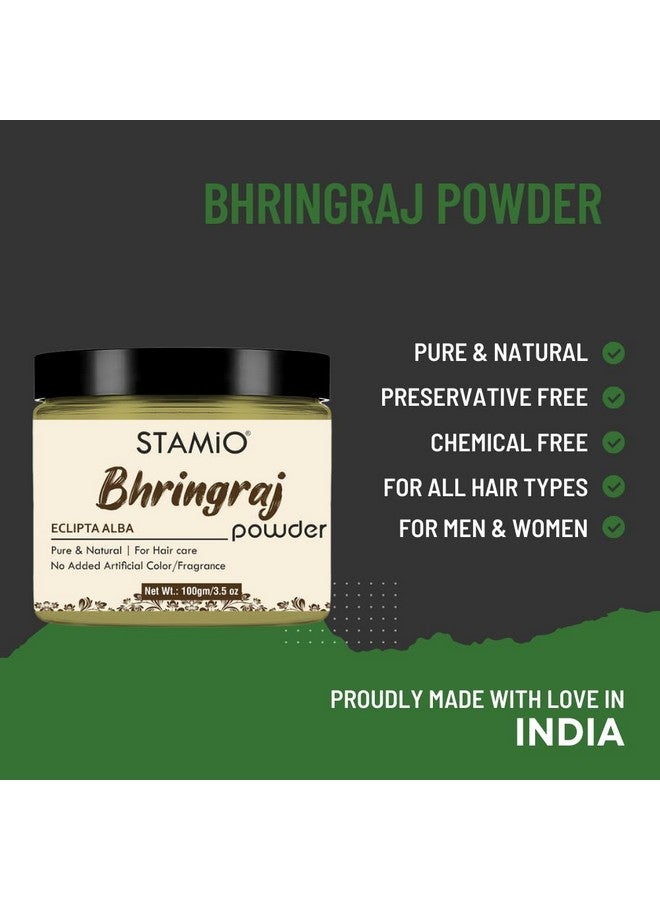 STAMIO Amla Bhringraj Hibiscus Powder 300 Gm Combo Pack For Hair Care Mask, Diy | Pure Rosa-Sinensis Gudhal Flower | Natural Indian Gooseberry | Eclipta Alba | Triple-Sifted & Microfine | In Jar 100Gm X 3 - Image 3