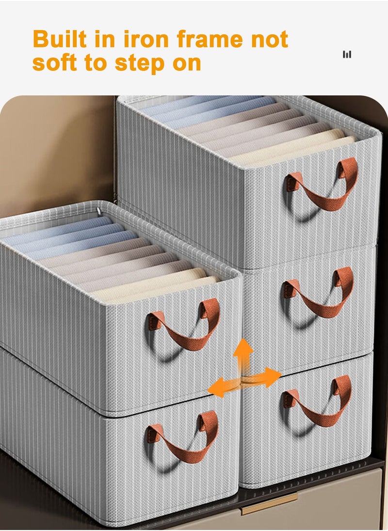 HomarKet 3pcs Wardrobe Clothes Organizer Foldable Closet Storage Organizer for Clothes Jeans Washable Closet Storage Boxes with Carrying Handles Cube Storage Bin for Home Bedroom Office  - Image 1
