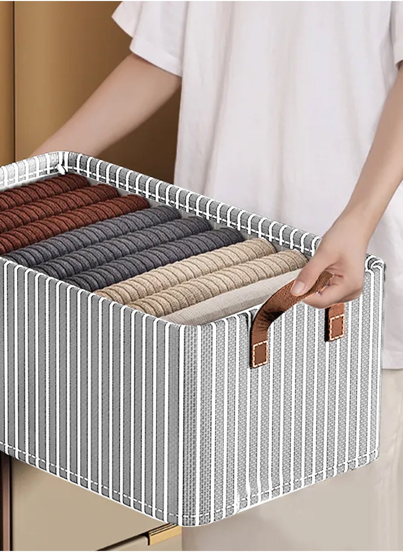 HomarKet 3pcs Wardrobe Clothes Organizer Foldable Closet Storage Organizer for Clothes Jeans Washable Closet Storage Boxes with Carrying Handles Cube Storage Bin for Home Bedroom Office  - Image 3