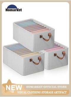 HomarKet 3pcs Wardrobe Clothes Organizer Foldable Closet Storage Organizer for Clothes Jeans Washable Closet Storage Boxes with Carrying Handles Cube Storage Bin for Home Bedroom Office  - Image 2