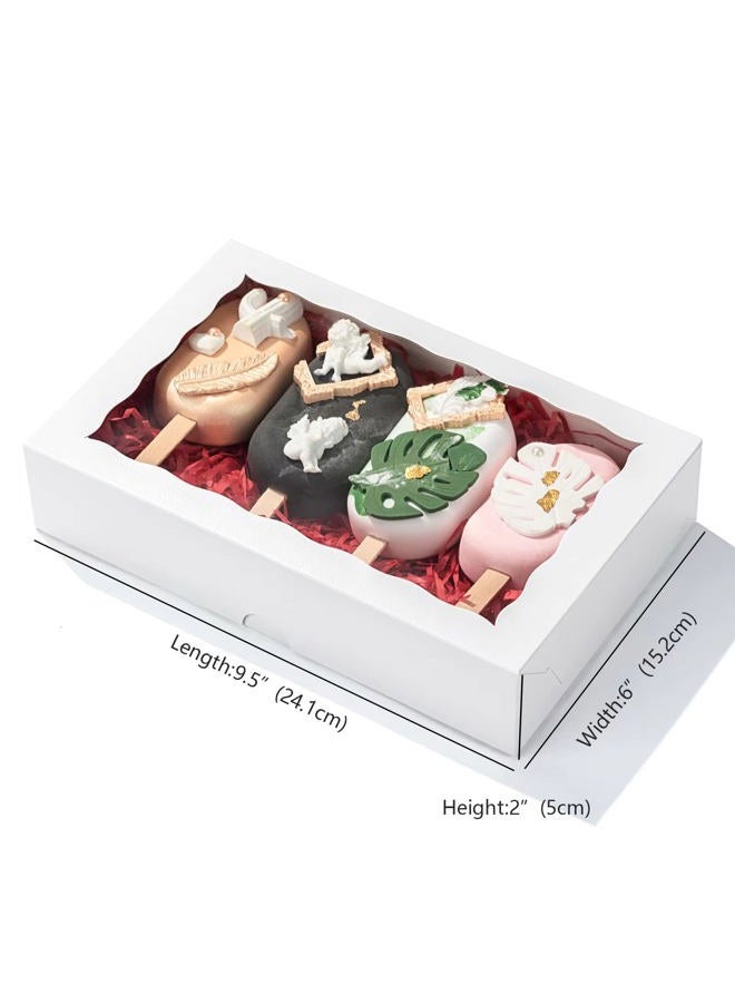 SLShePack 24 PCS 9 ½" x 6" x 2" Cookies Bakery Boxes with Window Cakesicle Chocolate Bomb Boxes Macaron Boxes for 12,Clear Chocolate Covered Strawberries Boxes Pretzel Rods Boxes - Image 3