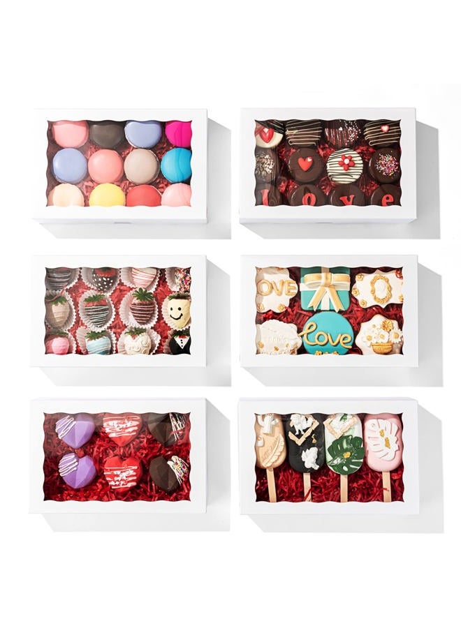 SLShePack 24 PCS 9 ½" x 6" x 2" Cookies Bakery Boxes with Window Cakesicle Chocolate Bomb Boxes Macaron Boxes for 12,Clear Chocolate Covered Strawberries Boxes Pretzel Rods Boxes - Image 5