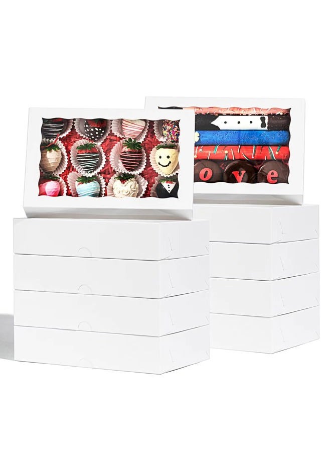 SLShePack 24 PCS 9 ½" x 6" x 2" Cookies Bakery Boxes with Window Cakesicle Chocolate Bomb Boxes Macaron Boxes for 12,Clear Chocolate Covered Strawberries Boxes Pretzel Rods Boxes - Image 1