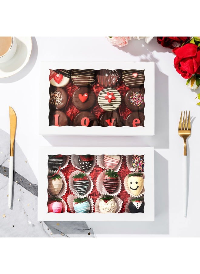 SLShePack 24 PCS 9 ½" x 6" x 2" Cookies Bakery Boxes with Window Cakesicle Chocolate Bomb Boxes Macaron Boxes for 12,Clear Chocolate Covered Strawberries Boxes Pretzel Rods Boxes - Image 2