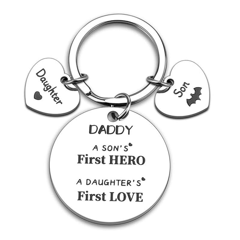 M Men Style Best Dad Ever in The World Keychain Father's Day Gift Son Daughter to Daddy Hero Keyring Christmas Birthday - Image 1