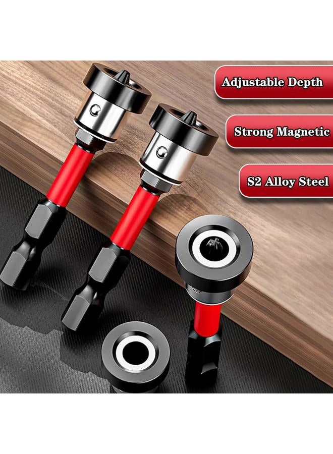 Saipe 5pcs Drywall Screw Setter, Magnetic Positioning Screwdriver Bits PH2 Bits, 1/4" Hex Shank Drywall Screw Bit, Plasterboard Screws Locating Batch Head Drilling Tools, 50mm - Image 4