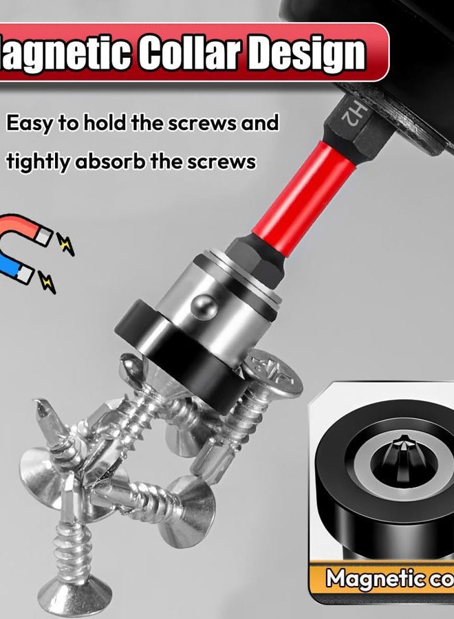 Saipe 5pcs Drywall Screw Setter, Magnetic Positioning Screwdriver Bits PH2 Bits, 1/4" Hex Shank Drywall Screw Bit, Plasterboard Screws Locating Batch Head Drilling Tools, 50mm - Image 2