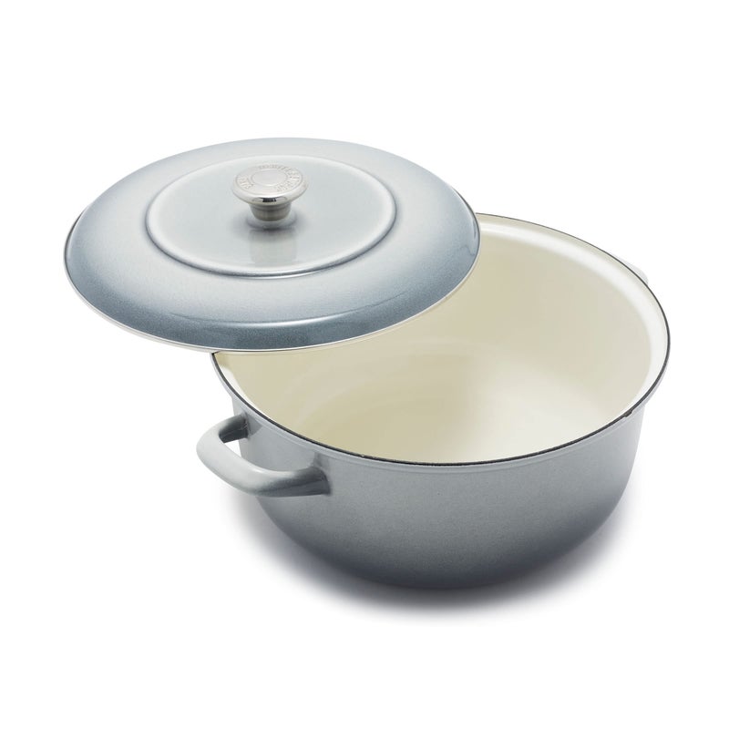 Merten & Storck Merten  Storck German Enameled Iron Round 53QT Dutch Oven Pot with Lid Cloud Gray