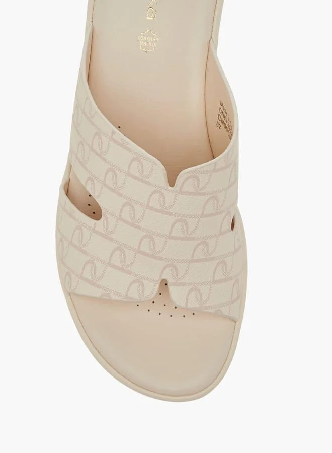 Paprika Women's Monogram Printed Slip-On Block Heel Sandals