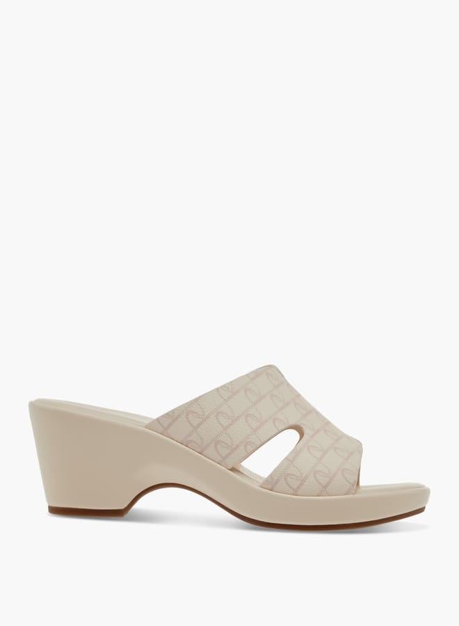 Paprika Women's Monogram Printed Slip-On Block Heel Sandals - Image 2