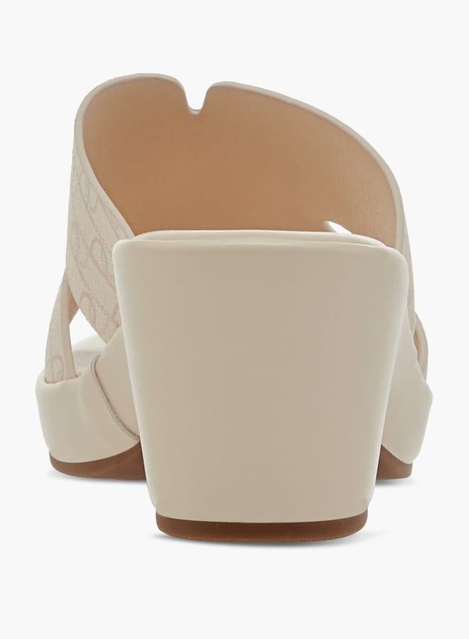 Paprika Women's Monogram Printed Slip-On Block Heel Sandals - Image 5