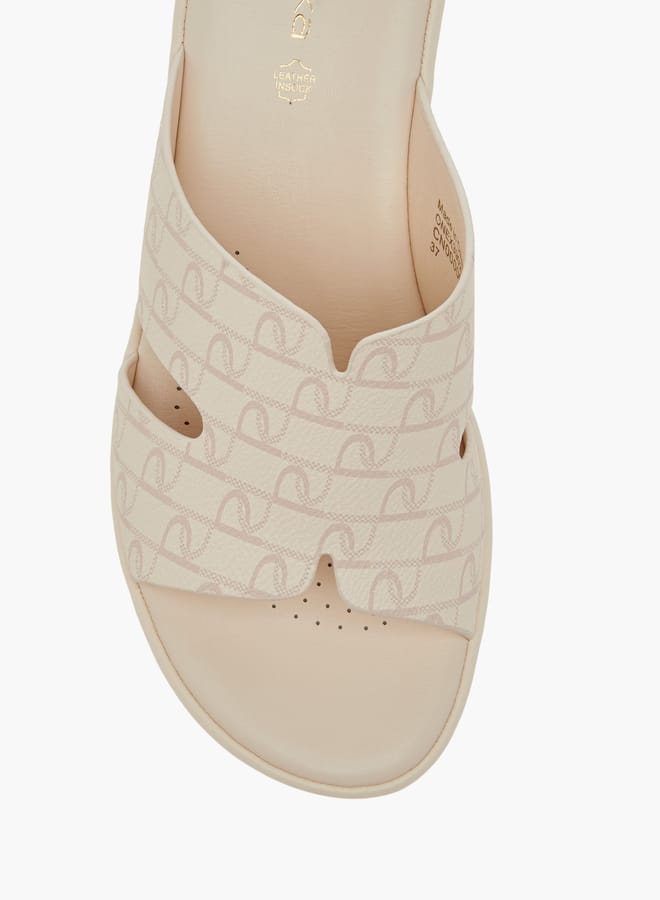 Paprika Women's Monogram Printed Slip-On Block Heel Sandals  - Image 4