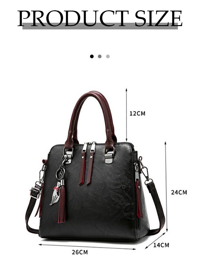 DUNISO Women's Fashion Handbag PU Leather Shoulder  Bag For Women Large Capacity Tote Bags with Removable Shoulder Strap Top Handle Satchel  Suitable for Daily, Business, and Shopping (Black） - Image 2