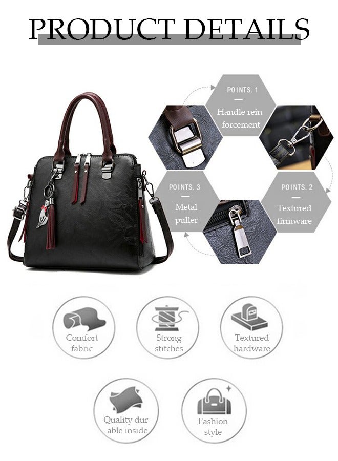 DUNISO Women's Fashion Handbag PU Leather Shoulder  Bag For Women Large Capacity Tote Bags with Removable Shoulder Strap Top Handle Satchel  Suitable for Daily, Business, and Shopping (Black） - Image 5